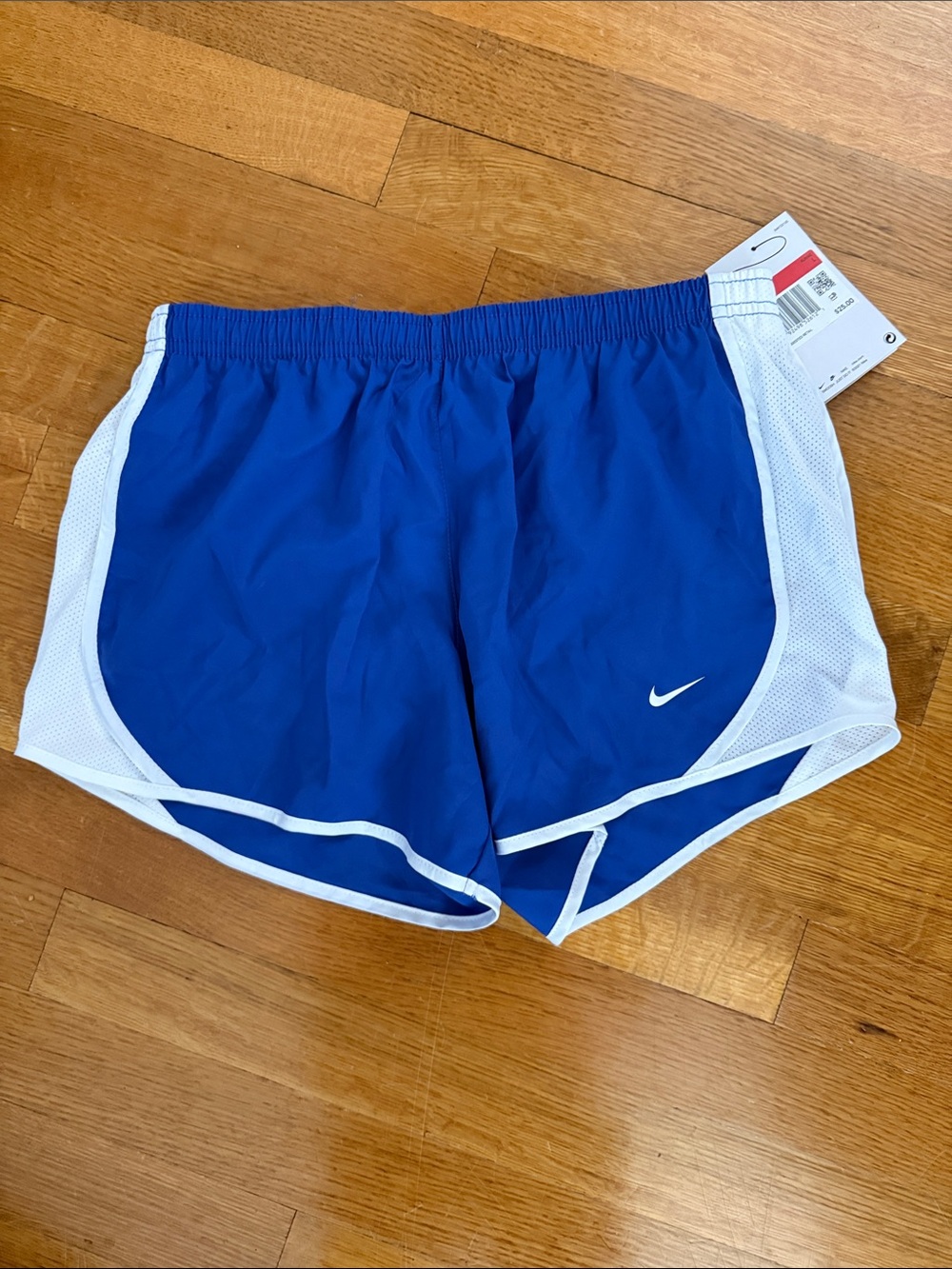 Nike Dri Fit Blue Athletic Running Shorts with White Trim